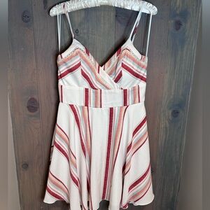 Mi Ami Striped Fit and Flare Mini Dress Spaghetti Strap Size Medium